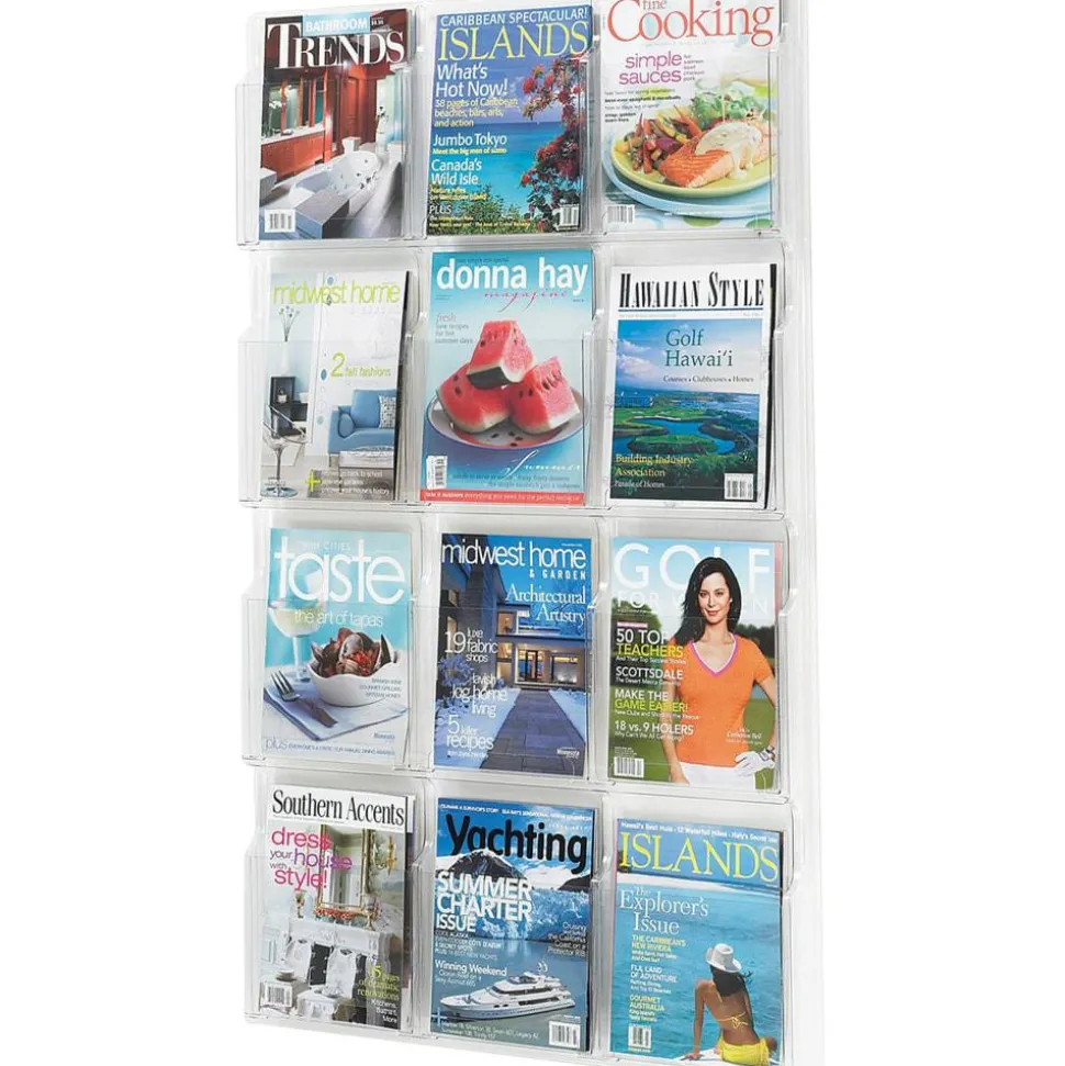 Clear Literature Rack, Magazine, 12 Pockets