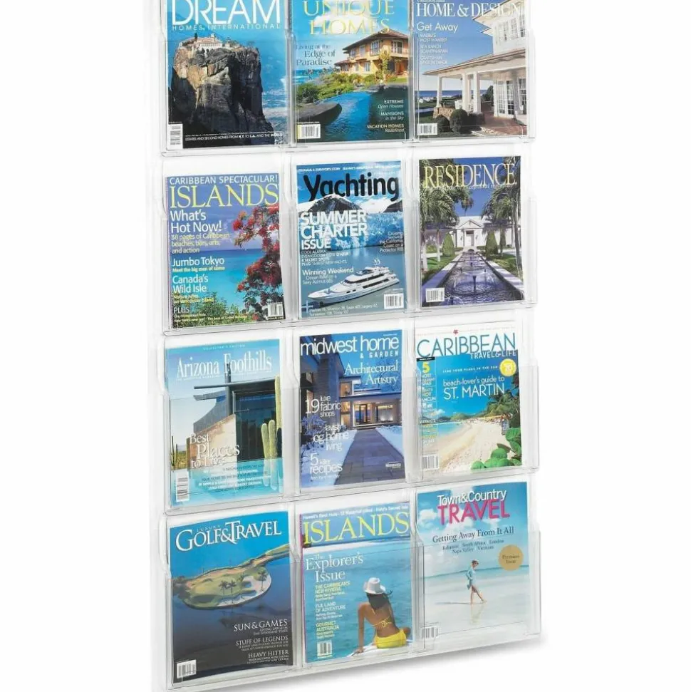 Clear Literature Rack, Magazine, 12 Pockets