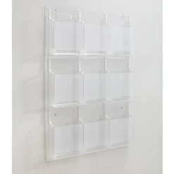Clear Literature Rack, Magazine, 9 Pockets