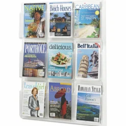 Clear Literature Rack, Magazine, 9 Pockets