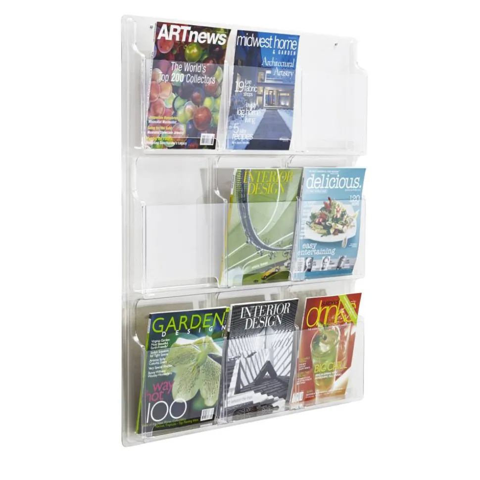 Clear Literature Rack, Magazine, 9 Pockets