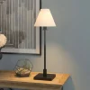 Clement 28" Tall Table Lamp with Fabric Shade in Blackened Bronze/White