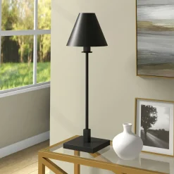 Clement 28" Tall Table Lamp with Metal Shade in Blackened Bronze/Blackened Bronze