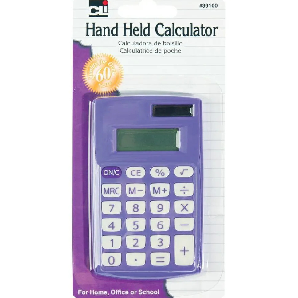 CLI 8-Digit Handheld Calculators, Assorted Colors, Set Of 12 Calculators