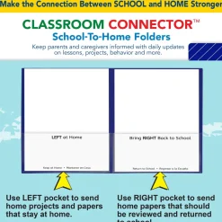 C-Line Classroom Connector Folders, Accommodates 11 x 8.5 Sheets, Blue, 25/Box