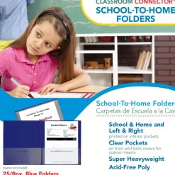 C-Line Classroom Connector Folders, Accommodates 11 x 8.5 Sheets, Blue, 25/Box