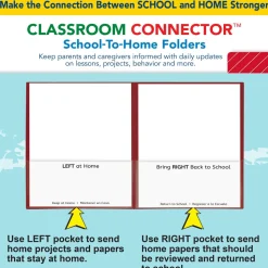 C-Line Classroom Connector School-To-Home Folders, 8-1/2" x 11", Red, Box Of 25 Folders