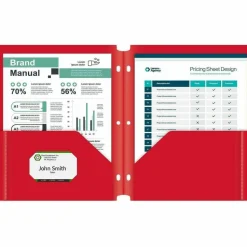 C-Line Two-Pocket Heavyweight Poly Portfolio Folder with Three-Hole Punch, Accommodates 11 x 8.5 Sheets, Assorted Colors, 10/Pack