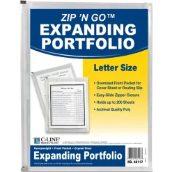 C-Line Zip 'N Go Reusable Poly Envelope with Outer Pocket - Zipper Closure, Clear, 3/PK, 48117