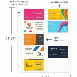 C-Line Business Card Holders Without Tabs, 8 1/8" x 11 1/4", 3-Hole Punched, Pack Of 10