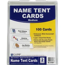 C-Line Embossed Cardstock Name Tents - Letter - 8 1/2