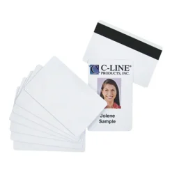 C-Line GraphicS quality video grade - Polyvinyl chloride (PVC) - white - 2.1 in x 3.4 in 100 card(s) name badge cards