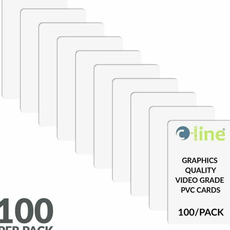 C-Line GraphicS quality video grade - Polyvinyl chloride (PVC) - white - 2.1 in x 3.4 in 100 card(s) name badge cards