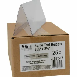 C-Line Heavyweight Rigid Plastic Name Tent Holder - Medium Size, 2-1/2 x 8-1/2, 25/BX, 87597