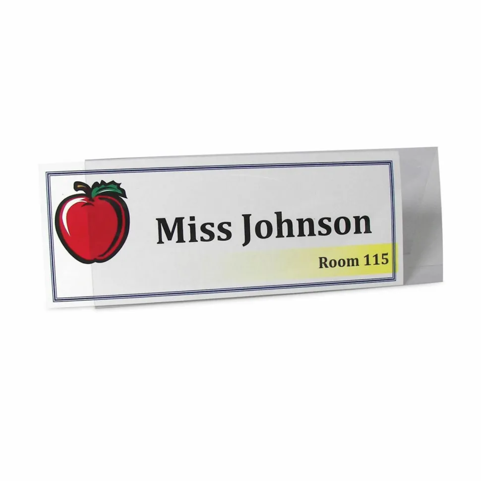 C-Line Inkjet/Laser Name Tent Holders, 11 1/5" x 4 3/10", Clear, Box Of 25