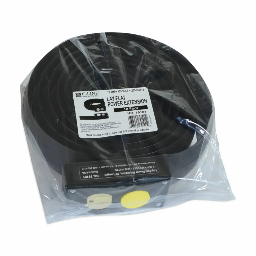 C-Line Lay-Flat Power Extension and Cord Cover - 10 Ft. Length, 1/PK, 79101