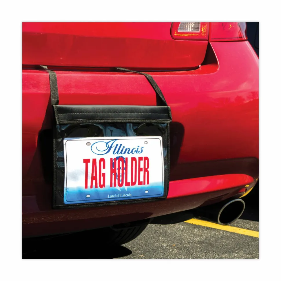 C-Line License Plate Holder - Support 13" x 8.50" Media - 9.3" Width x 14" Length - Vinyl - Clear, Black, Black - 1 Each