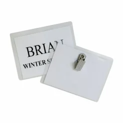 C-Line Name Badge Kits, Top Load, 4 x 3, Clear, Clip Style, 96/Box