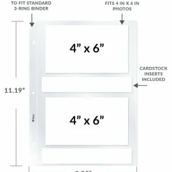C-Line Photo Holders For Three-Ring Binders, 4" x 6", Box Of 50