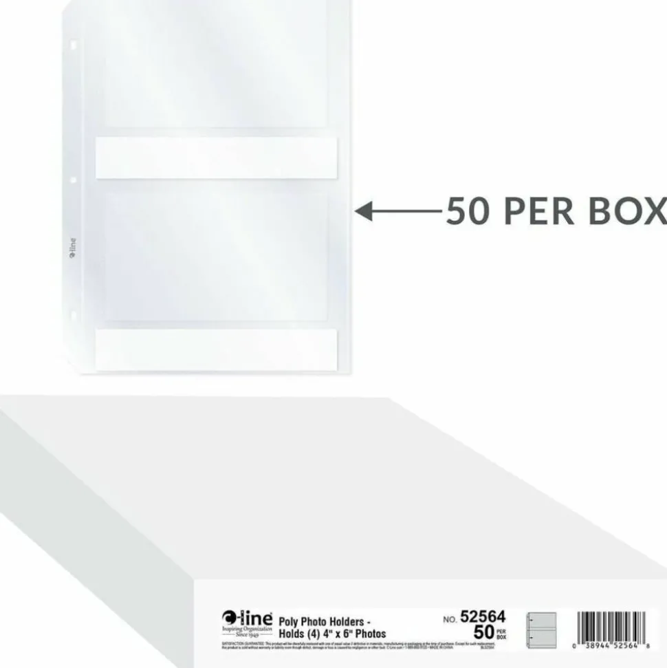 C-Line Photo Holders For Three-Ring Binders, 4" x 6", Box Of 50