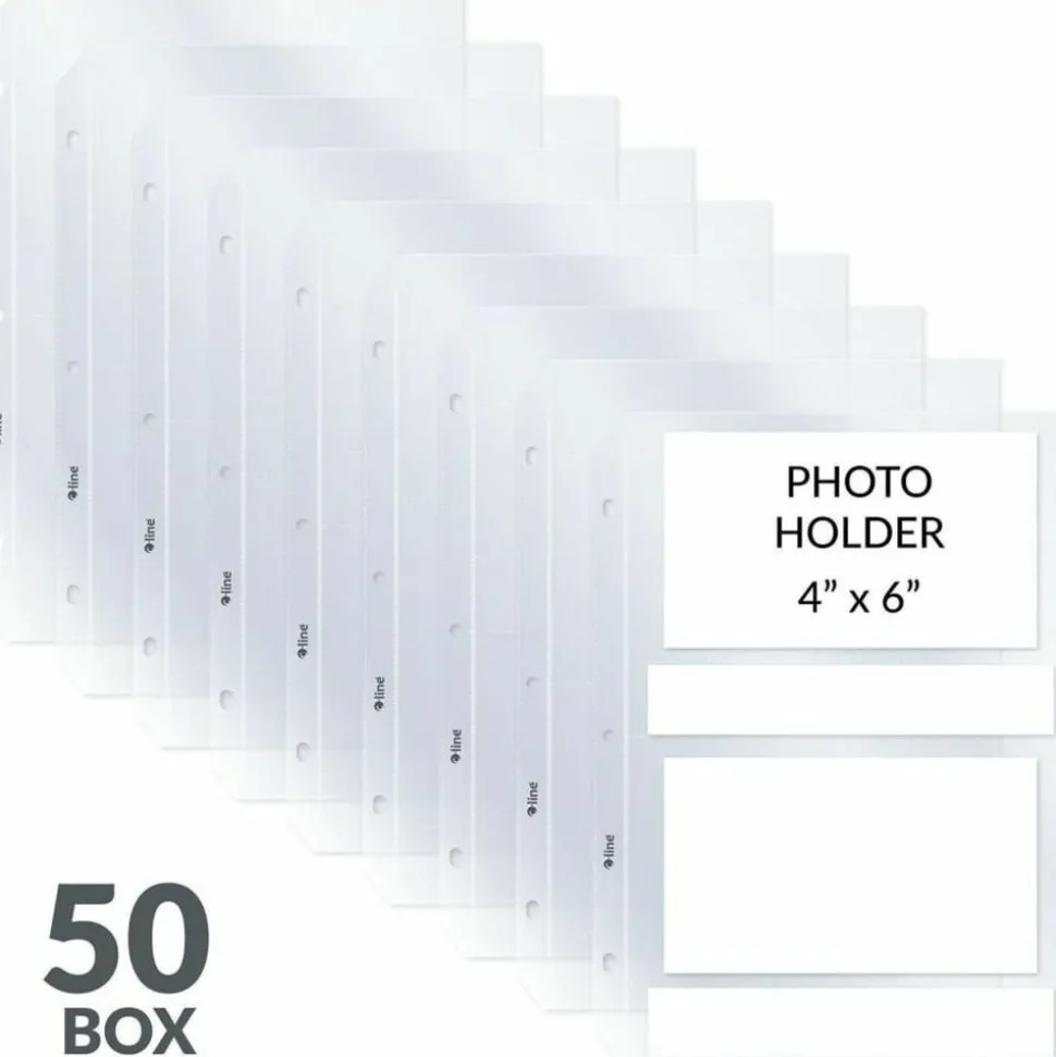 C-Line Photo Holders For Three-Ring Binders, 4" x 6", Box Of 50