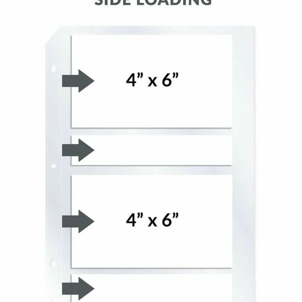 C-Line Photo Holders For Three-Ring Binders, 4" x 6", Box Of 50