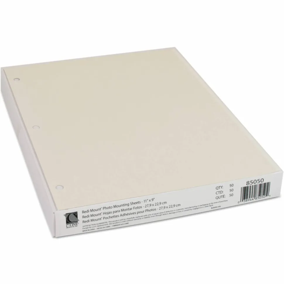 C-Line Photo Holders For Three-Ring Binders, 9" x 11", Box Of 50