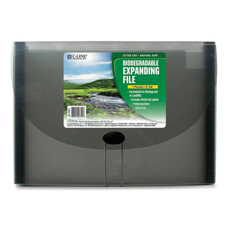 C-Line 7-Pocket Expanding File, Letter Size, Smoke