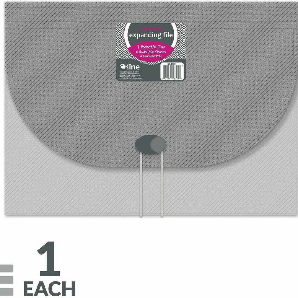 C-Line 7-Pocket Expanding File, Letter Size, Smoke