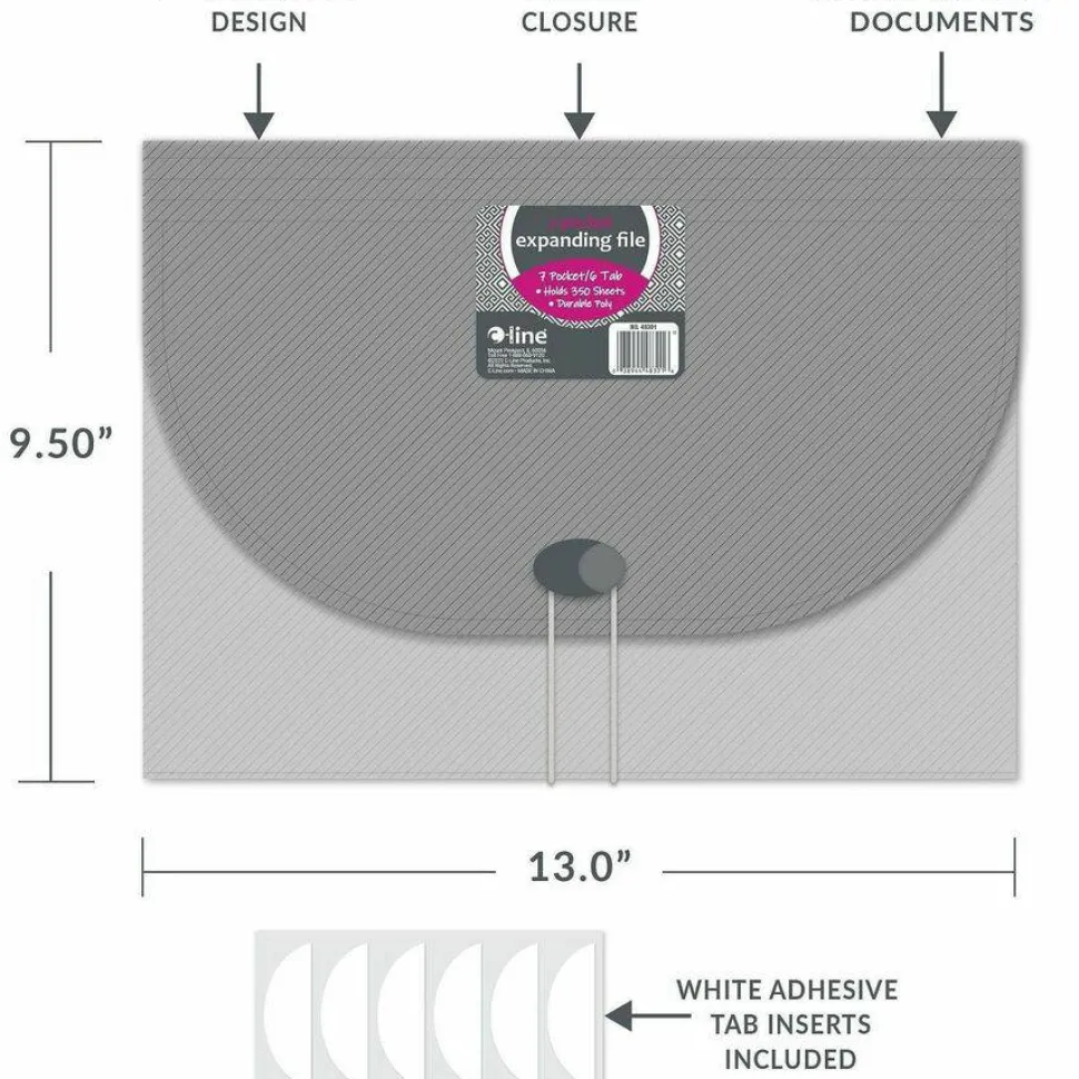 C-Line 7-Pocket Expanding File, Letter Size, Smoke