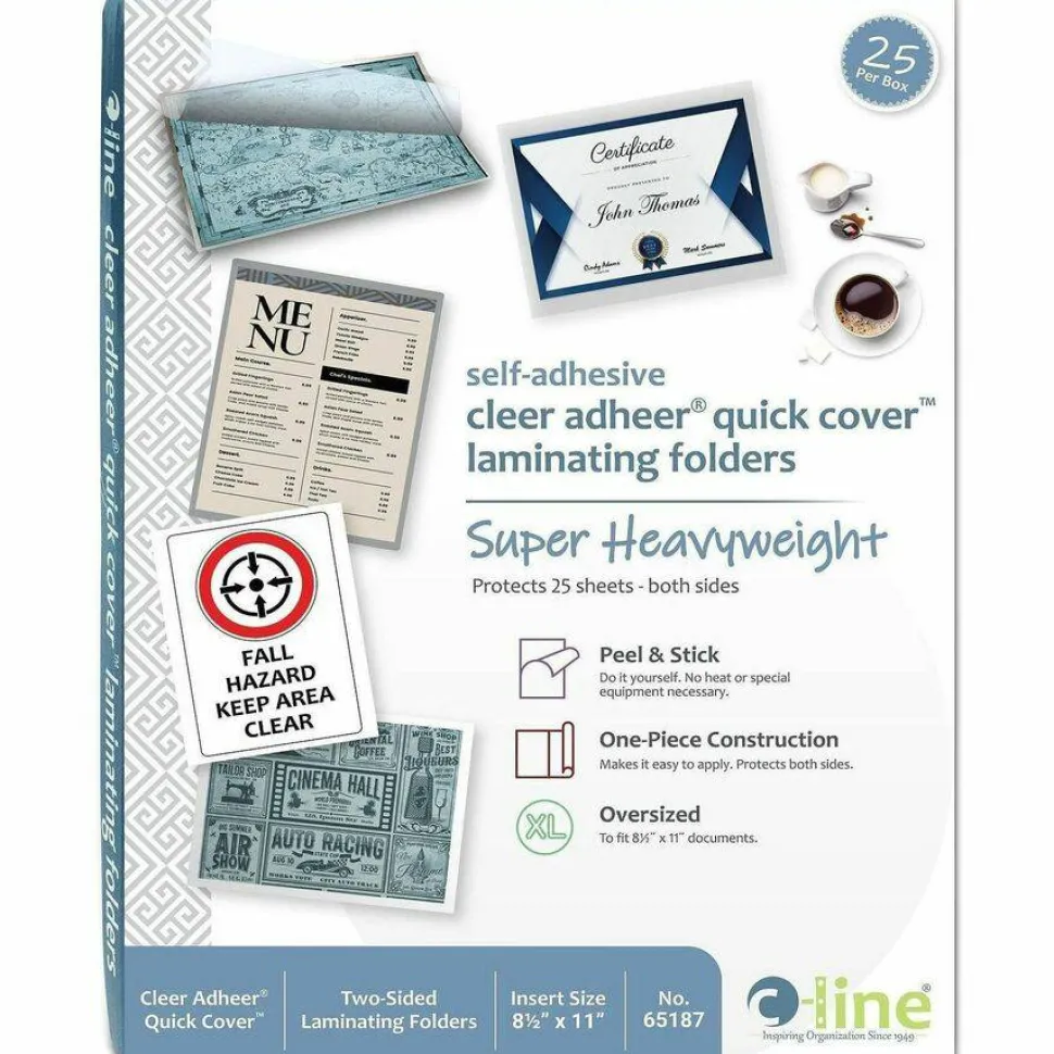 C-Line Quick Cover Laminating Pockets, 12 mil, 9.13" x 11.5", Gloss Clear, 25/Box