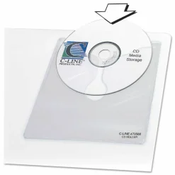 C-Line Self-Adhesive CD Holder, 5 1/3 x 5 2/3, 10/PK