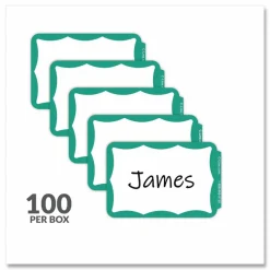 C-Line Self-Adhesive Name Badges, 3.5 x 2.25, Green, 100/Box