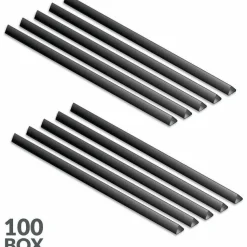 C-Line Slide 'N Grip Binding Bars, 40-Sheet Capacity, 11" x 0.25", Black, 100/Box