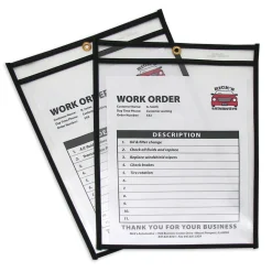 C-Line Stitched Vinyl Shop Ticket Holders, 9" x 12", Clear, Box Of 25
