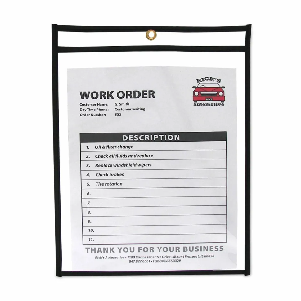 C-Line Stitched Vinyl Shop Ticket Holders, 9" x 12", Clear, Box Of 25