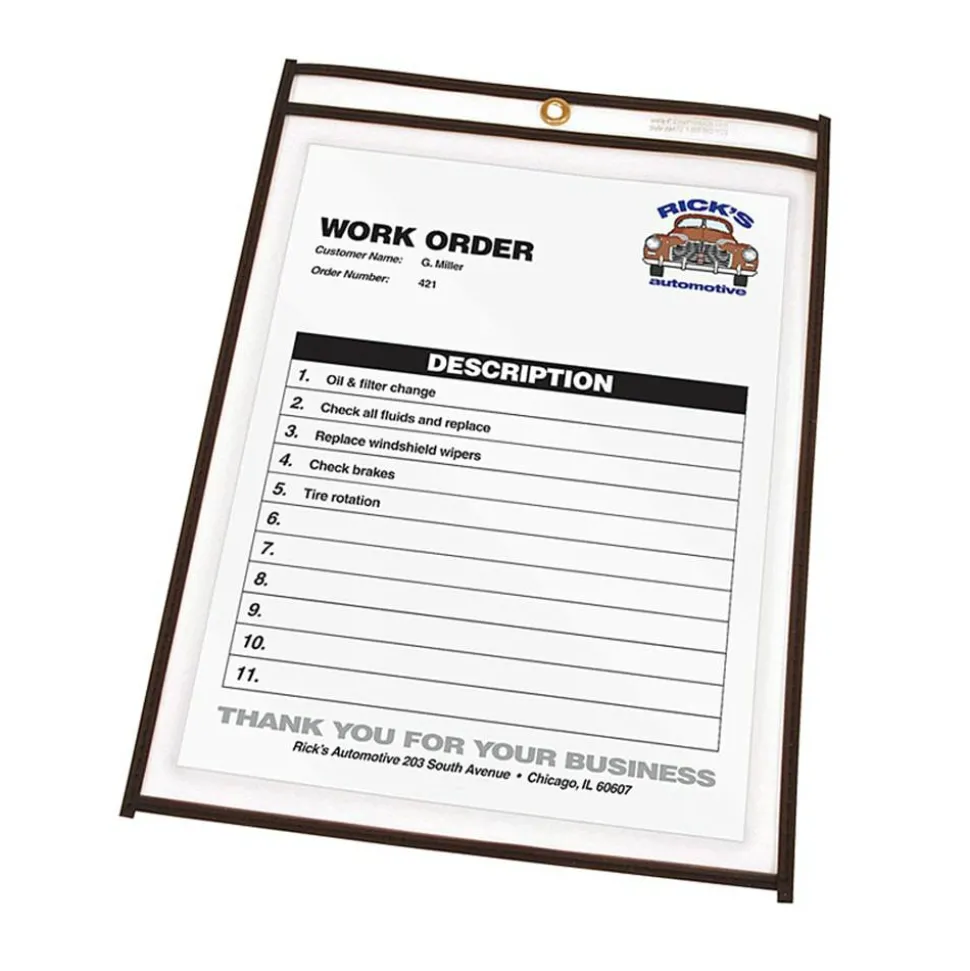 C-Line Stitched Vinyl Shop Ticket Holders, 9" x 12", Clear, Box Of 25