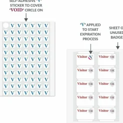C-Line Time's Up! Self-Expiring Visitor Badges, One-Day Badge, 3" x 2", White, 100/Box