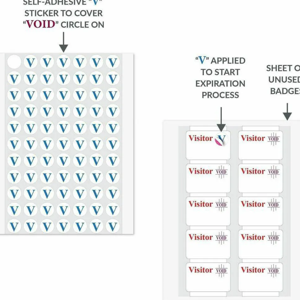 C-Line Time's Up! Self-Expiring Visitor Badges, One-Day Badge, 3" x 2", White, 100/Box