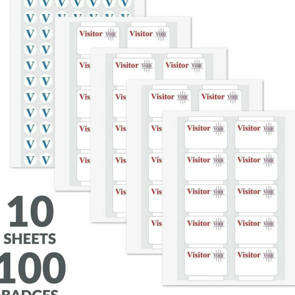 C-Line Time's Up! Self-Expiring Visitor Badges, One-Day Badge, 3" x 2", White, 100/Box