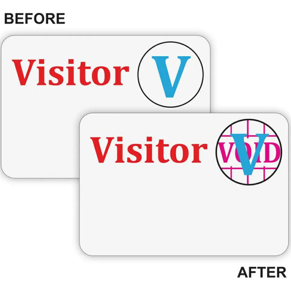 C-Line Time's Up! Self-Expiring Visitor Badges, One-Day Badge, 3" x 2", White, 100/Box