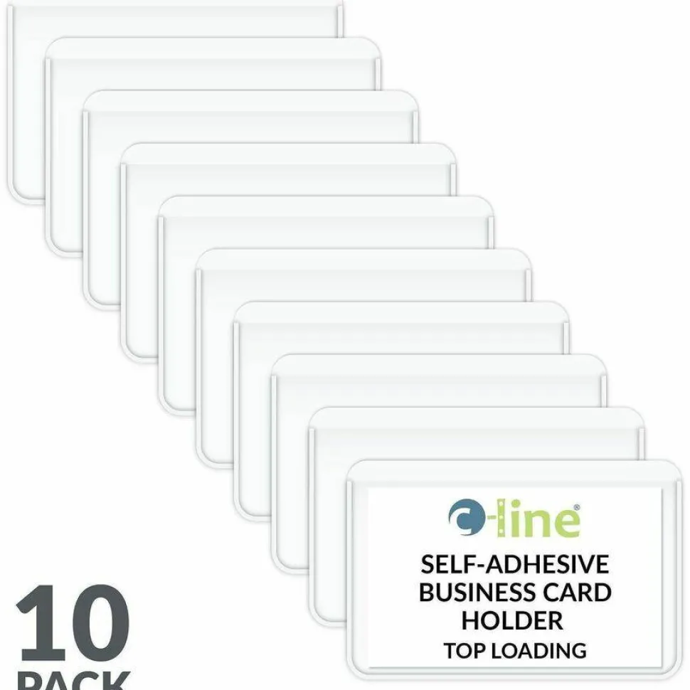 C-Line Top-Loading Business Card Holders, 2" x 3 1/2", Clear, Pack Of 10