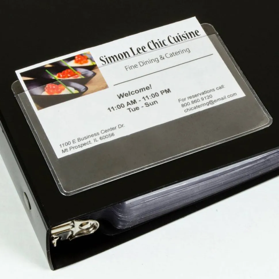 C-Line Top-Loading Business Card Holders, 2" x 3 1/2", Clear, Pack Of 10