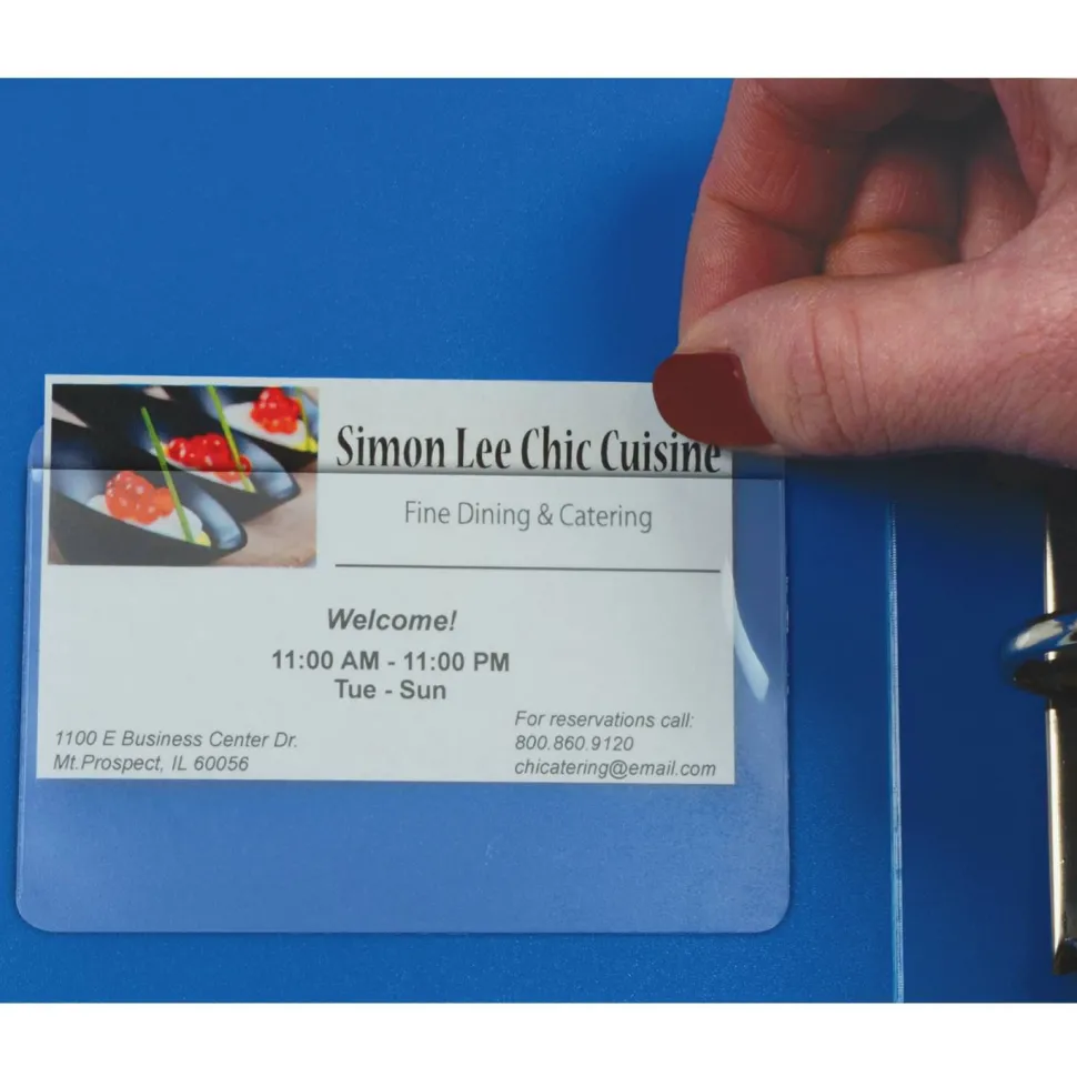 C-Line Top-Loading Business Card Holders, 2" x 3 1/2", Clear, Pack Of 10