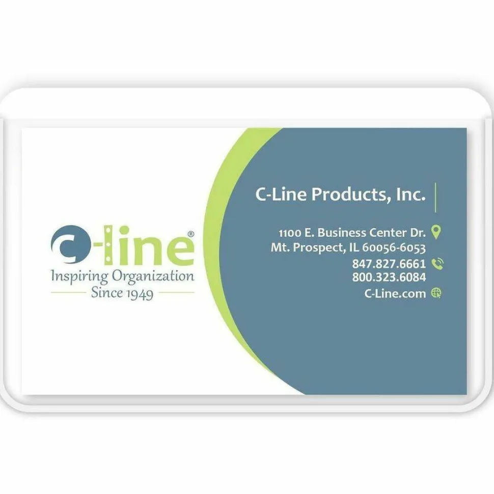 C-Line Top-Loading Business Card Holders, 2" x 3 1/2", Clear, Pack Of 10