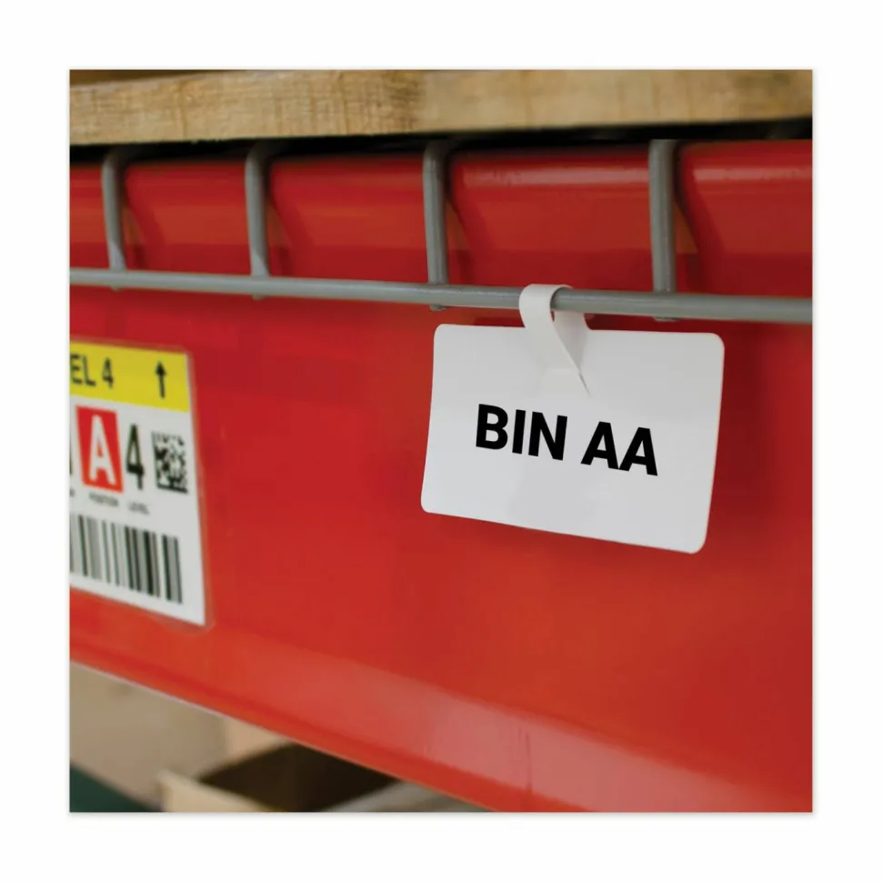 C-Line Wire Rack Shelf Tag, Side Load, 3.5 x 1.5, White, 10/Pack
