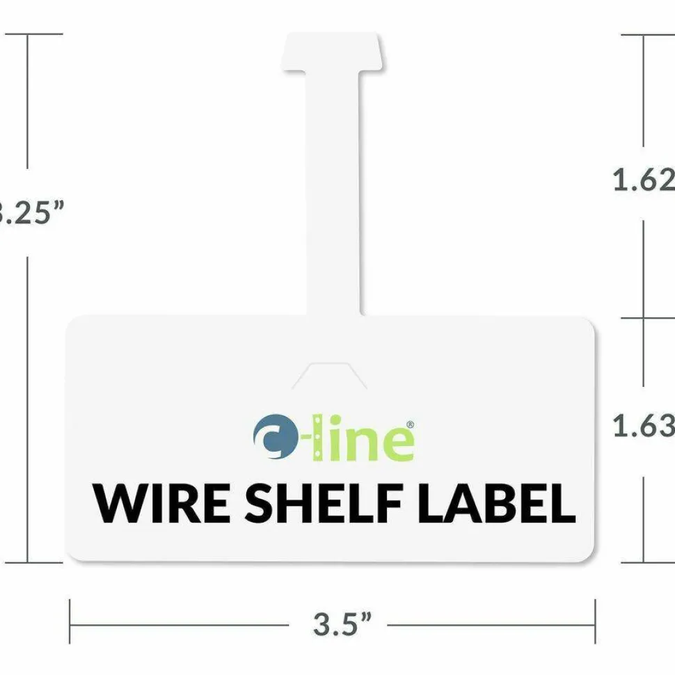 C-Line Wire Rack Shelf Tag, Side Load, 3.5 x 1.5, White, 10/Pack
