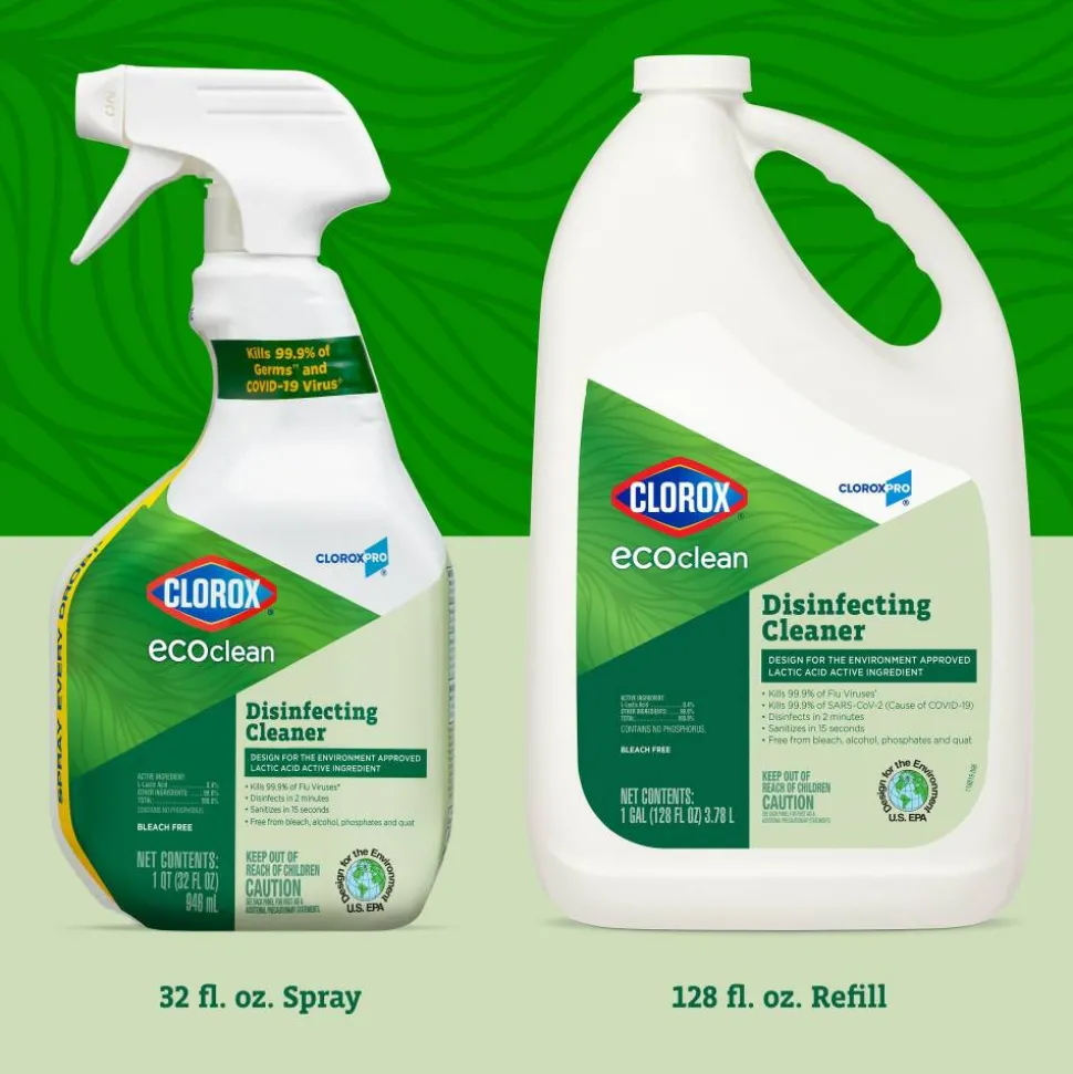 Clorox CloroxPro EcoClean Disinfecting Cleaner Spray Bottles, 32 Oz, Pack Of 9 Bottles