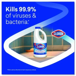 Clorox Concentrated Regular Disinfecting Bleach, Unscented, 43 oz Bottle, 6/Carton