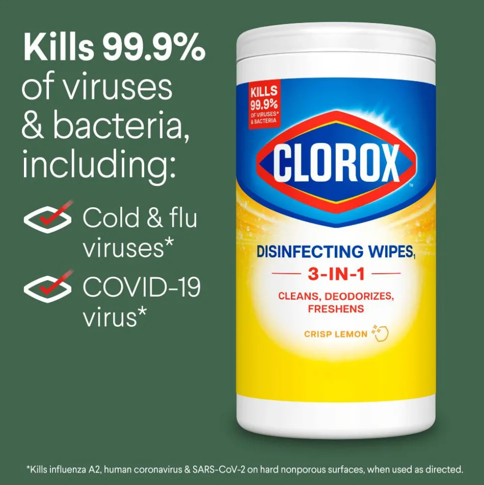 Clorox Disinfecting Wipes, Bleach Free Cleaning Wipes – Crisp Lemon - 75 Count (Pack of 6)
